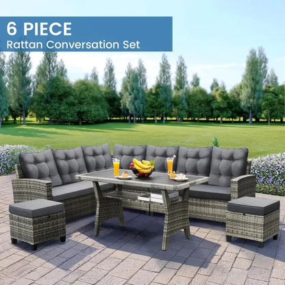 Outdoor Sectional Sofa with Dining Table and amp Chairs