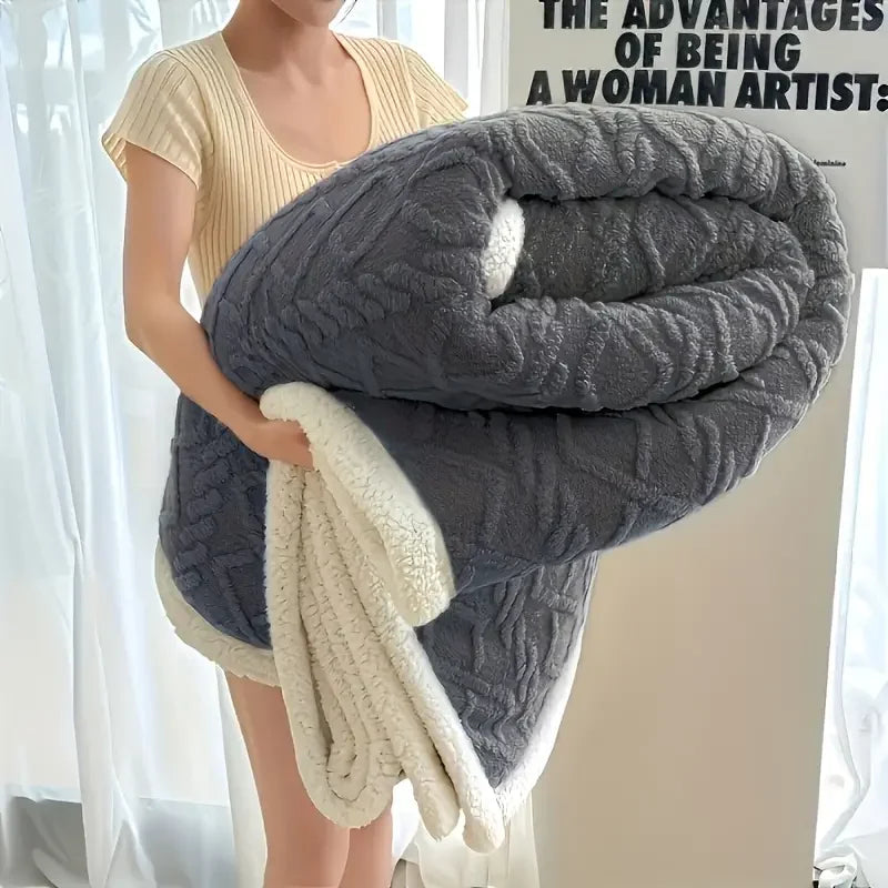 1pc Jacquard Sherpa Weighted Blanket 8lbs for Adults