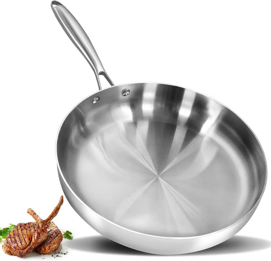 Tri-Ply Stainless Steel Frying Pan – 12-Inch Heavy Duty Skillet
