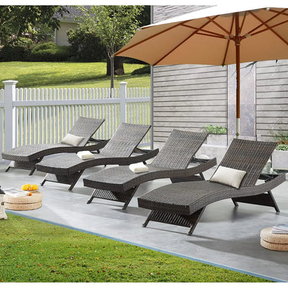 2 Folding Chairs Patio Chaise Lounge, Outdoor Wicker Lounge