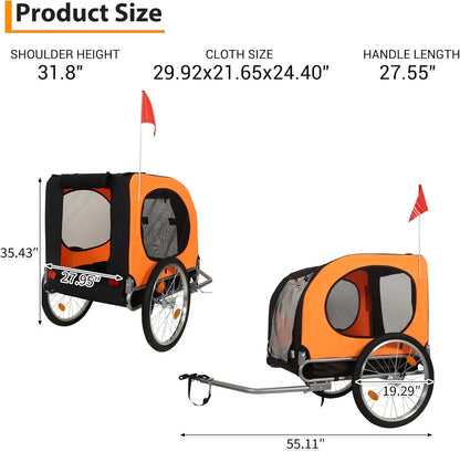 Large Dog Bike Trailer 88Lbs Capacity Pet Bicycle Carrier