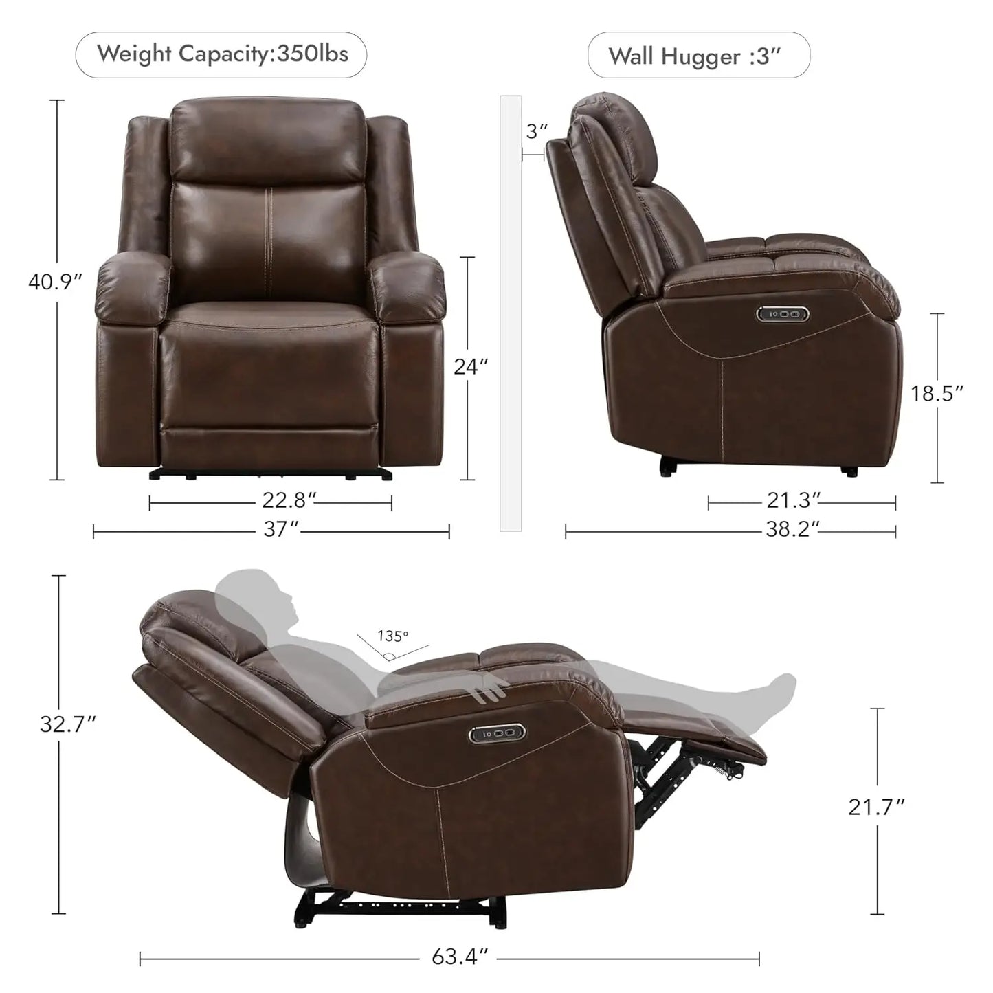 Genuine Leather Power Recliner