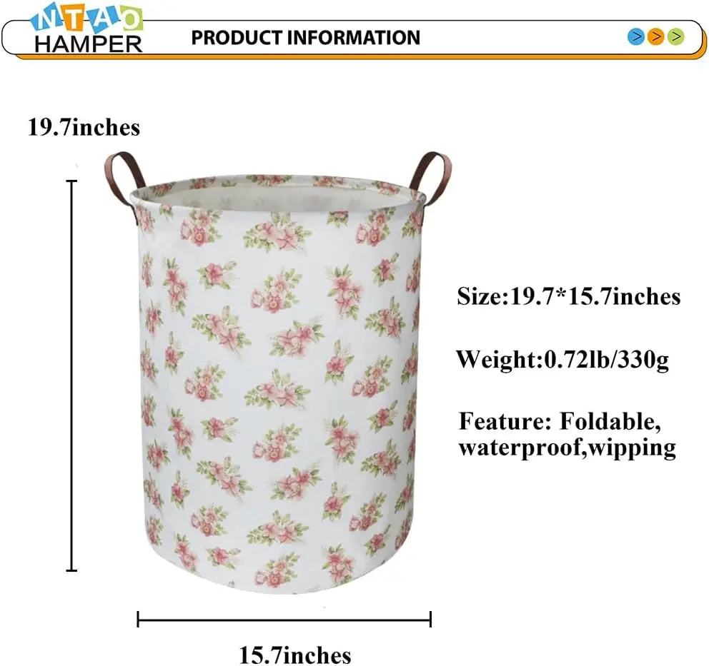 Pink Flower Laundry Hamper