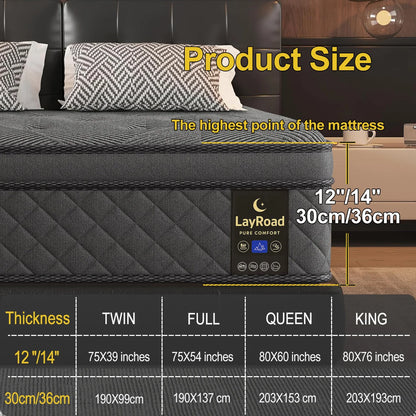 LayRoad 12-14inch Full-Size Memory Foam Mattress