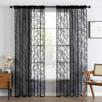 1pc vintage embroidered floral chiffon lace curtain