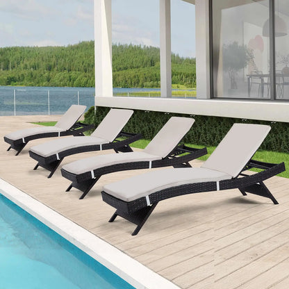 2 Folding Chairs Patio Chaise Lounge, Outdoor Wicker Lounge