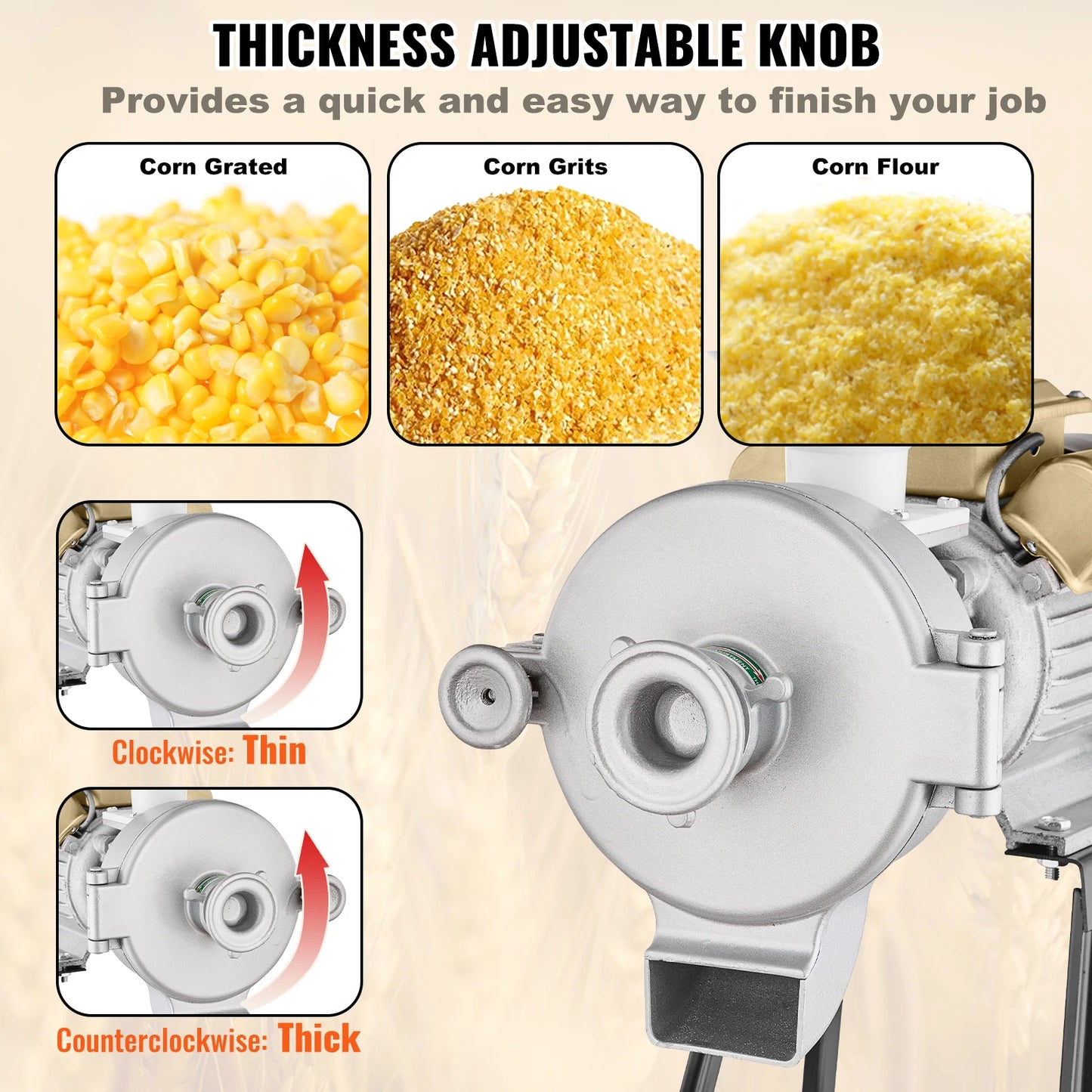 SucceBuy Electric Grain Mill 3000W Spice Grinder