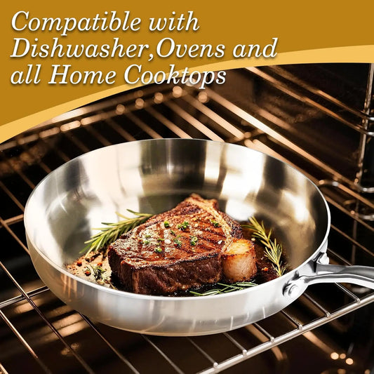 Tri-Ply Stainless Steel Frying Pan – 12-Inch Heavy Duty Skillet