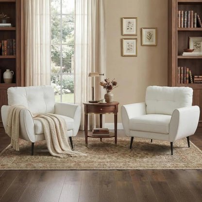 Black Leather Accent Chair Set of 2
