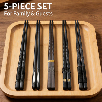Black Alloy Chopsticks 5-Piece Set