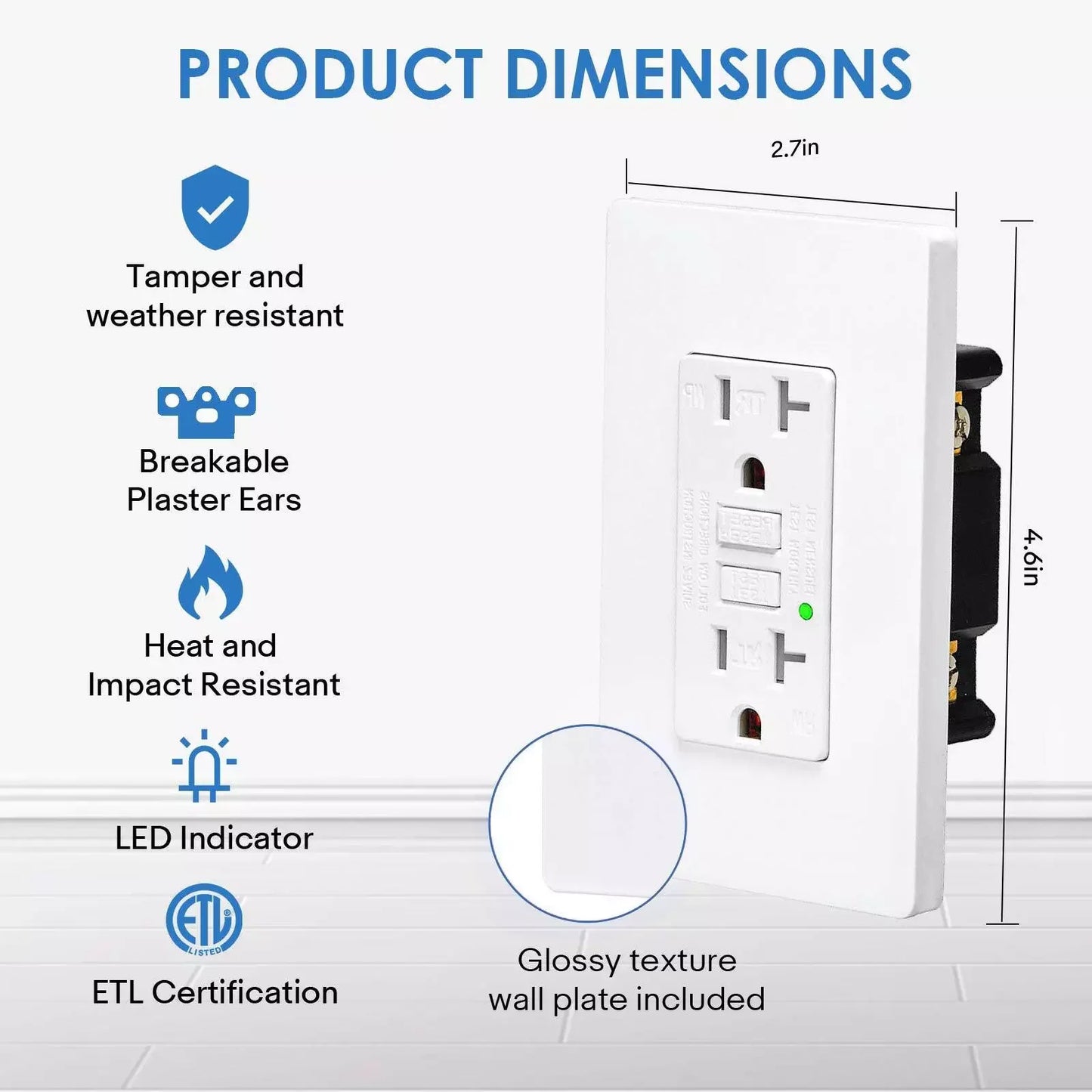 1/2PK 20 AMP GFI GFCI Receptacle