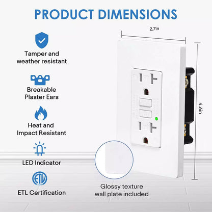 1/2PK 20 AMP GFI GFCI Receptacle