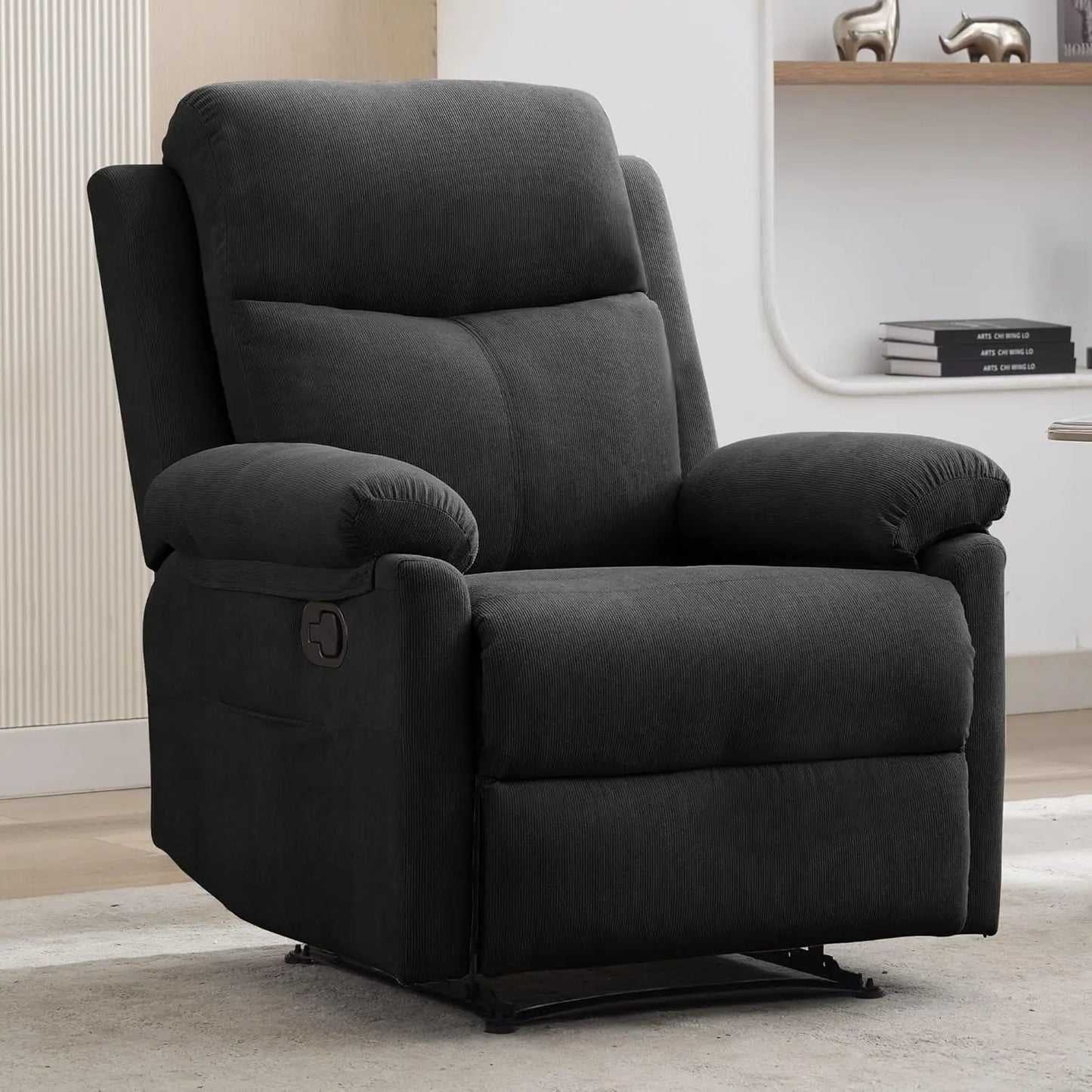 Manual Recliner with Side Pocket, Small Recliners for Small Spaces