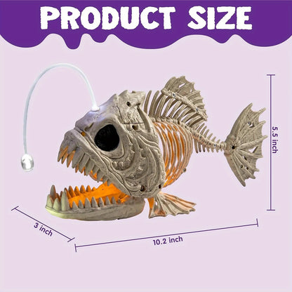 Skeleton Lantern Fish Halloween with LED Eye Plastic Bones(10.2" *5.5" *3")