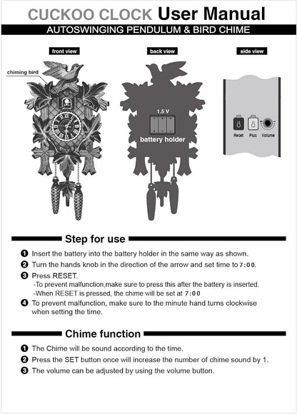 NEW Cuckoo Wall Clock for Living Room, Bedroom, Office, Kitchen