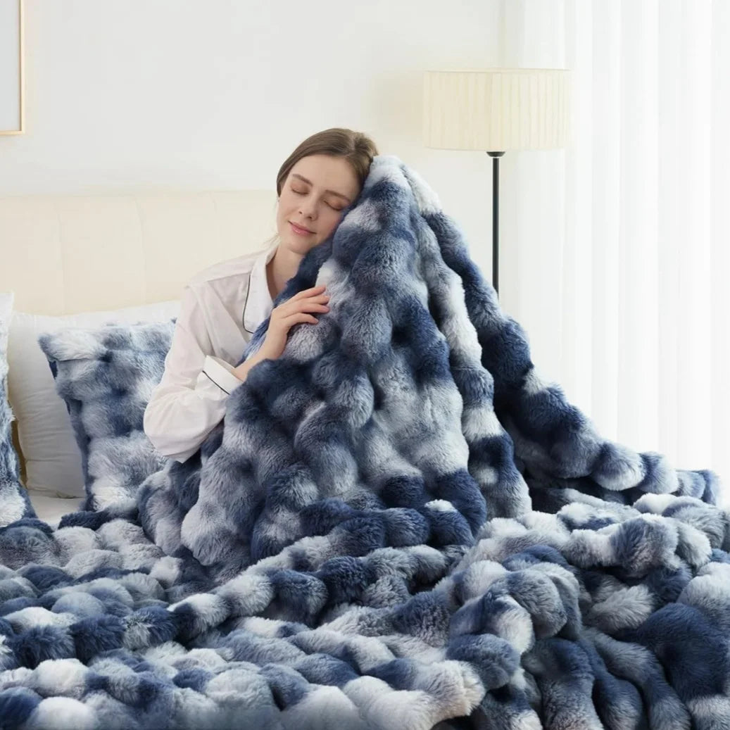 1pc Faux Rabbit Fleece Blanket