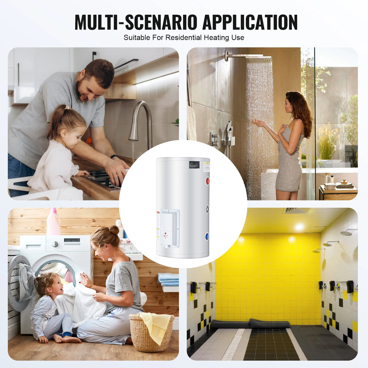 SucceBuy Electric Water Heater 40/70L Tank Instant Hot Water Heater