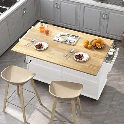 Wood Top and Drop Leaf Breakast Bar on wheels
