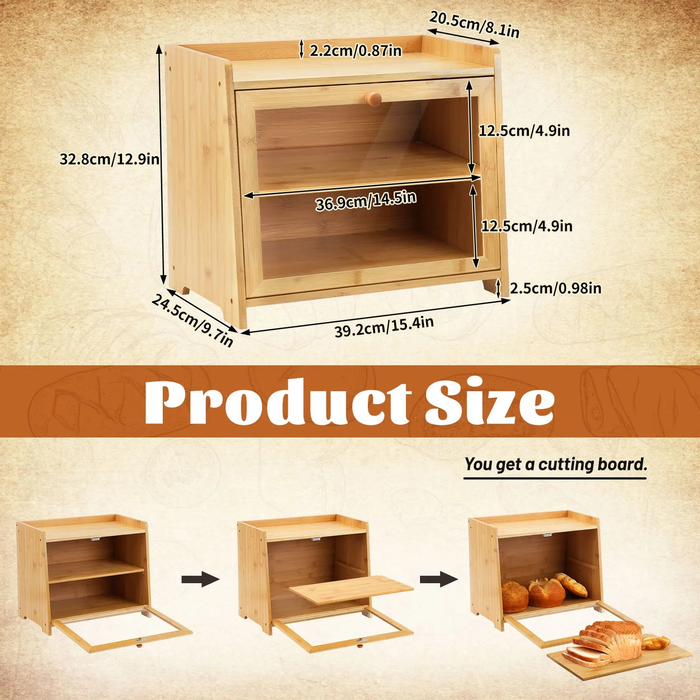 Double Layer Bamboo Bread Box