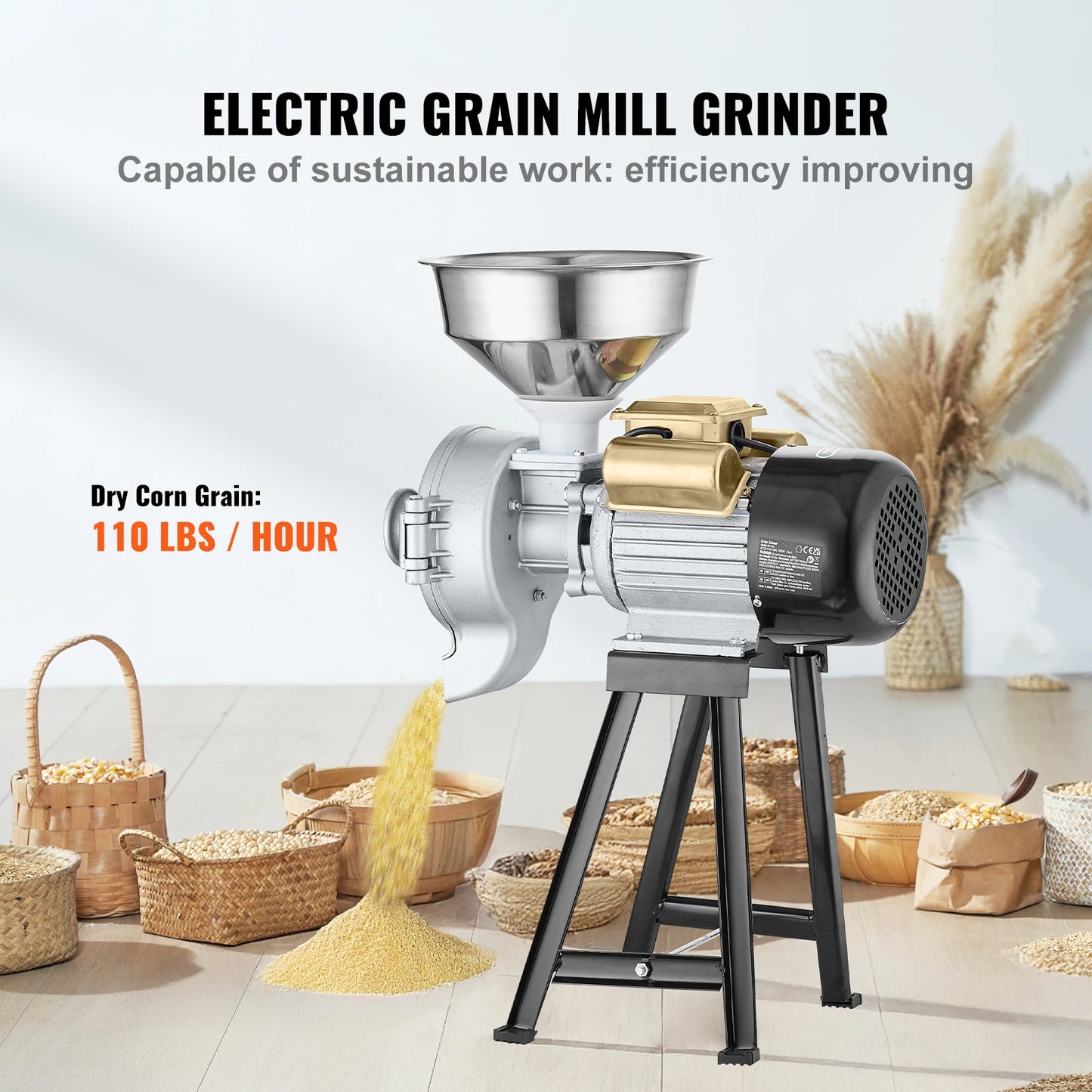 SucceBuy Electric Grain Mill 3000W Spice Grinder