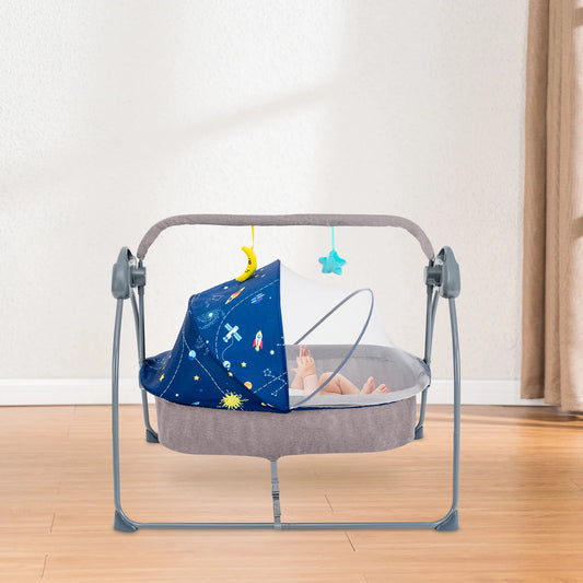 Baby Cradle Swing 5 Speeds Electric Stand Crib Auto Rocking Chair Bed