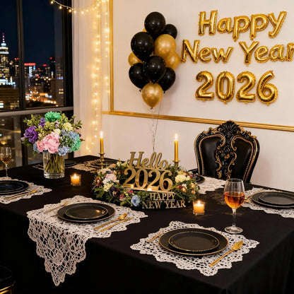 150Pcs Black Plastic Plates for 30 Guests