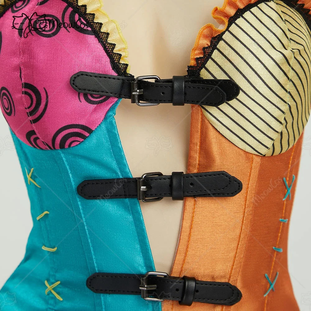 MEOWCOS Gothic Halloween Set V-neck Corset and Double Layered Skirt