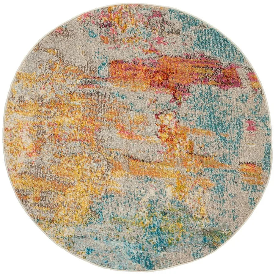 Abstract Sealife 5'3" round Area Rug