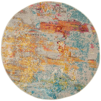 Abstract Sealife 5'3" round Area Rug