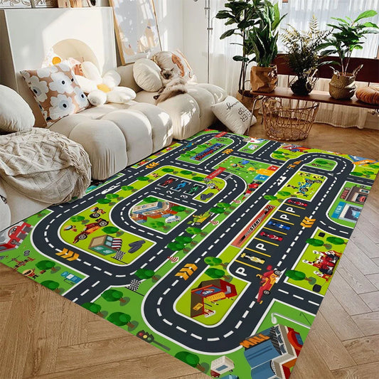 Car Play Mat Non-Slip Kids Play Rug