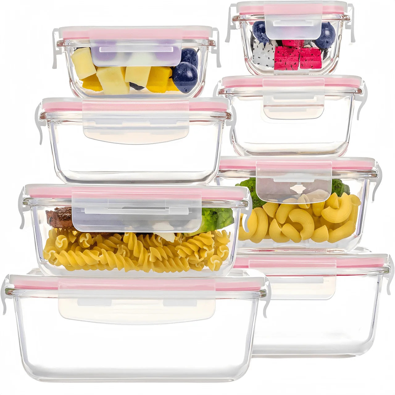VAETTLO 16pcs Airtight Glass Food Storage Containers