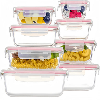 VAETTLO 16pcs Airtight Glass Food Storage Containers