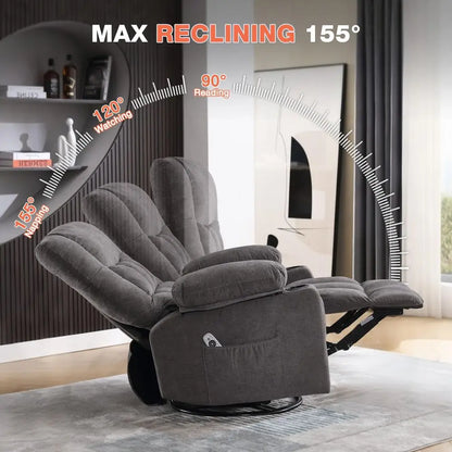 Swivel Recliner Chair with Vibration Massage and Lumbar Heating