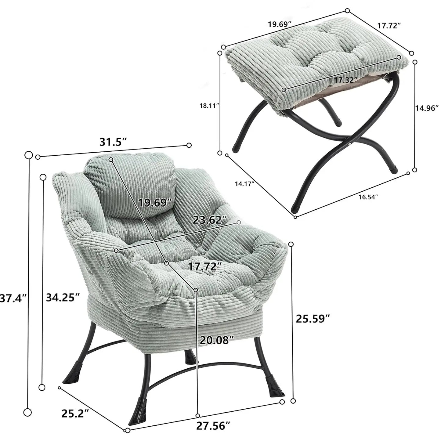Washable Lazy Chair with Ottoman