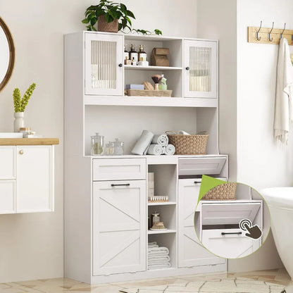 Tilt-Out Laundry Hamper Cabinet with Hidden Baskets