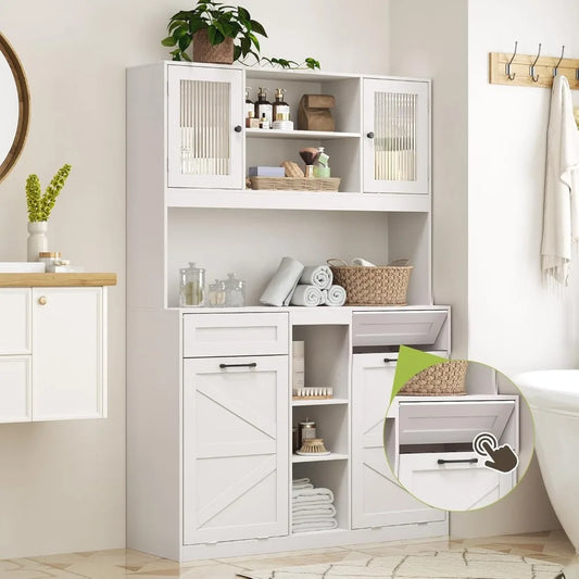 Tilt-Out Laundry Hamper Cabinet with Hidden Baskets