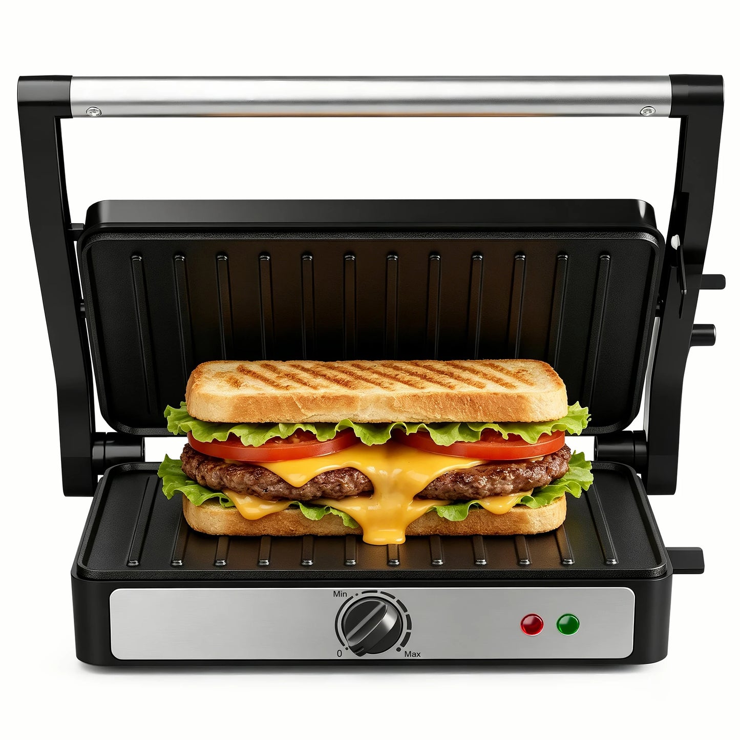 2-Slice Sandwich Maker, 900W Indoor Grill & Panini Press