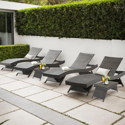 2 Folding Chairs Patio Chaise Lounge, Outdoor Wicker Lounge