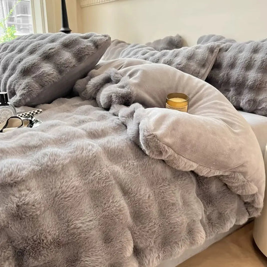 1pc Faux Rabbit Fleece Blanket