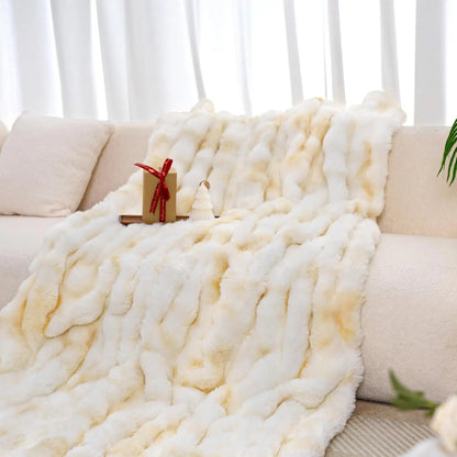 1pc Faux Rabbit Fleece Blanket