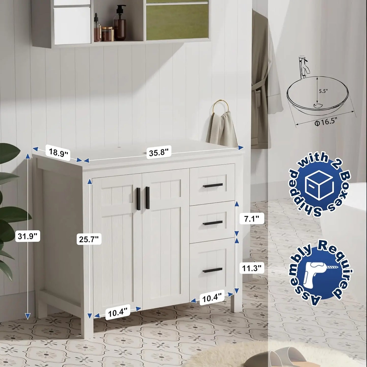 36" Bathroom Vanity Sink Combo