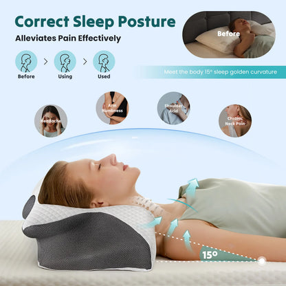 Ergonomic 23.6" Largex13.8" Wide Cervical Neck Pillow Memory Foam