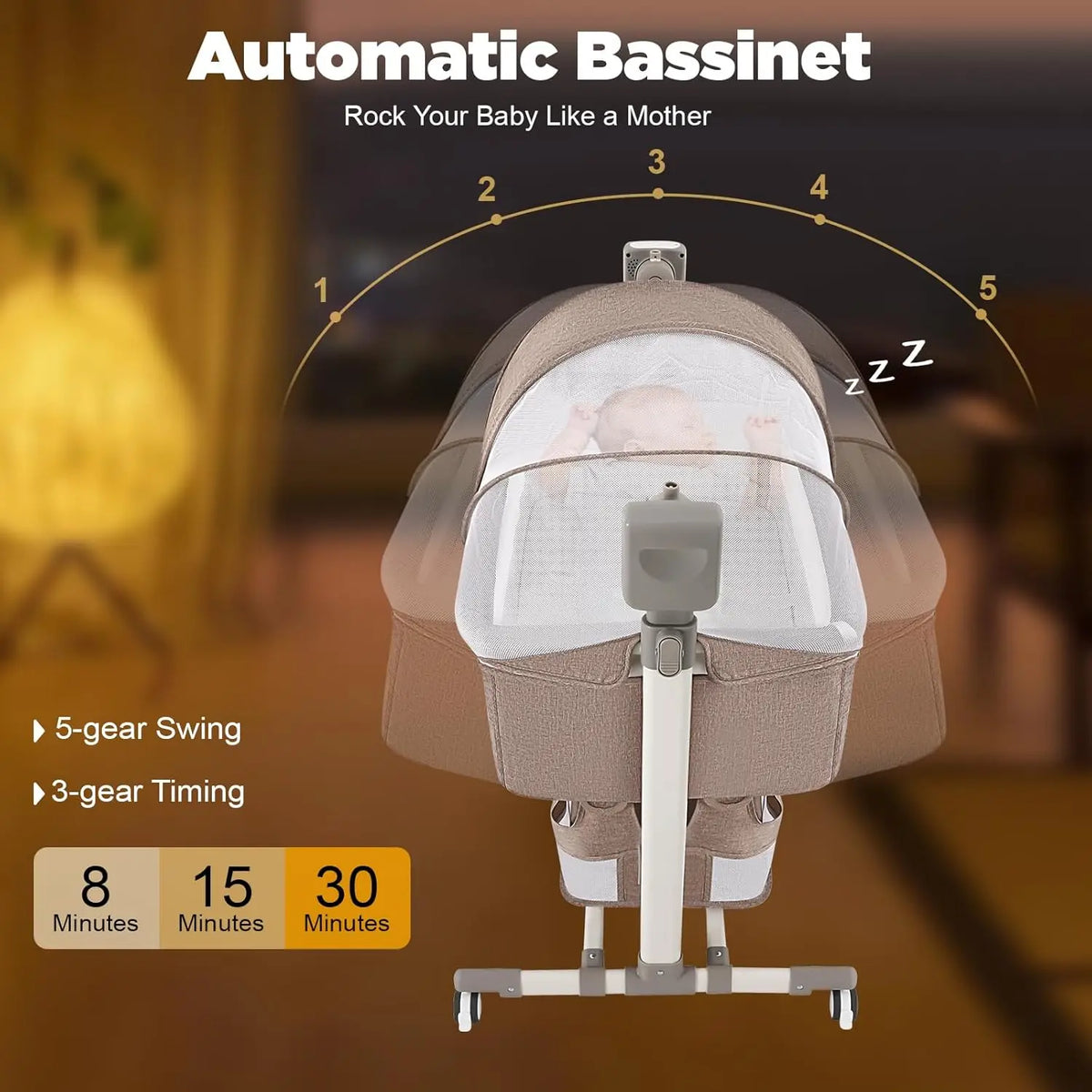 Smart Electric Baby Bassinet Bedside Sleeper with Music Play