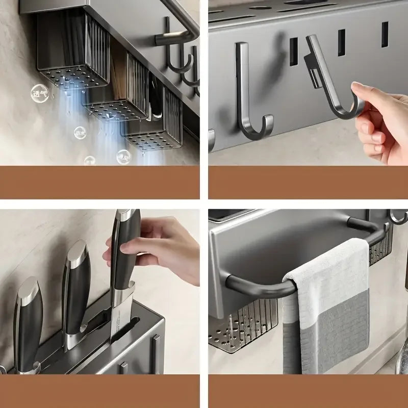 No Drill Wall Mount Kitchen Organizer Knife Rack