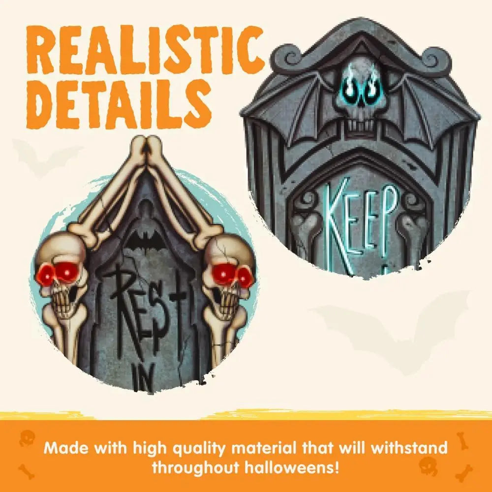 16" 9 Pcs Halloween Tombstones Decorations Outdoor Graveyard Decor