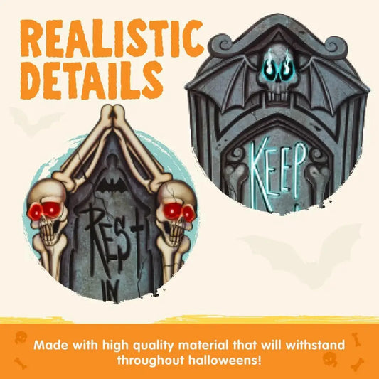 16" 9 Pcs Halloween Tombstones Decorations Outdoor Graveyard Decor