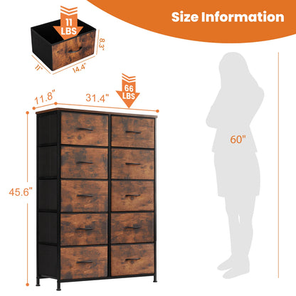 10 Fabric Drawers Wardrobe Steel Frame