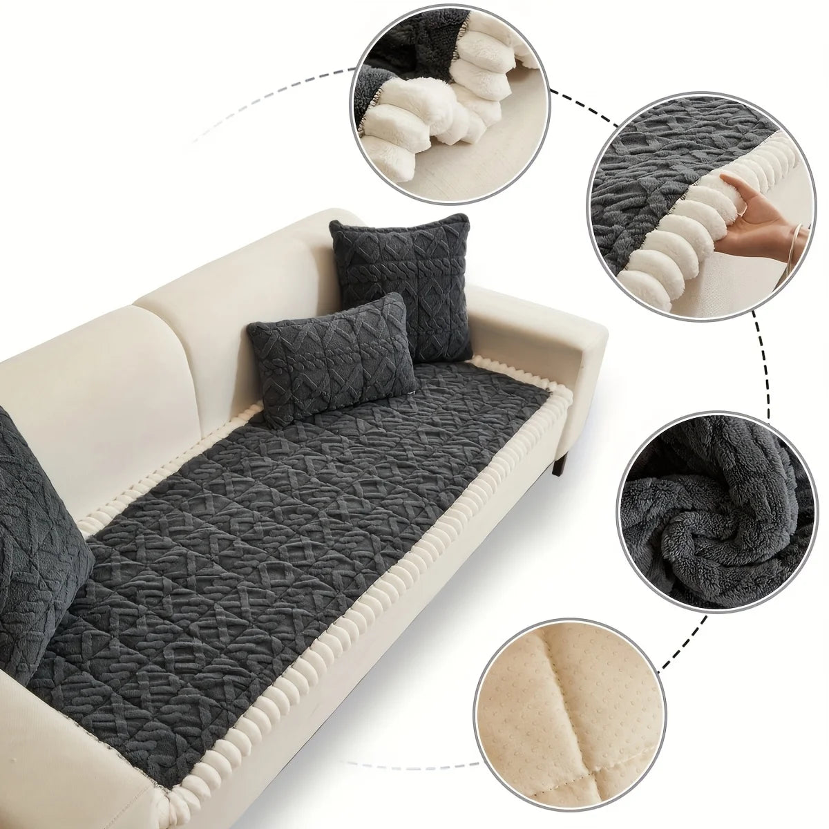 1pc Thickened Polyester Soft Quilted Sofa Cushion