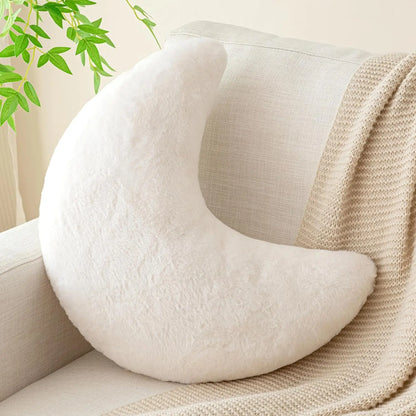 Moon Shaped Pillow, Soft Faux Rabbit