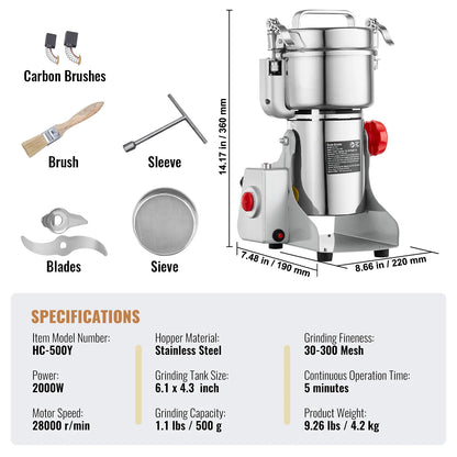 SucceBuy 150-2500g Electric Grain Mill Grinder